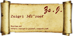 Zsigri József névjegykártya